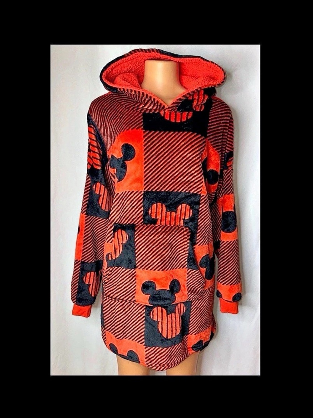 Disney Mickey Mouse Color Block Hooded Coat Orange & Black